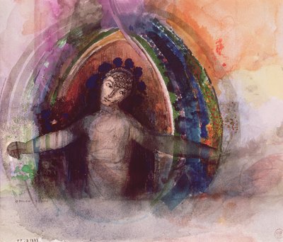 Woman with arms outstretched by Odilon Redon